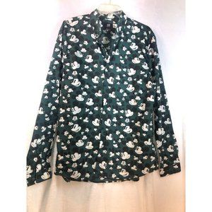 H&M Disney Men's Micky Mouse Button Up Resort Shirt Large Multicolor